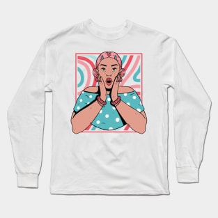 Chisme Queen Pop Art Portrait of Young Woman P Long Sleeve T-Shirt